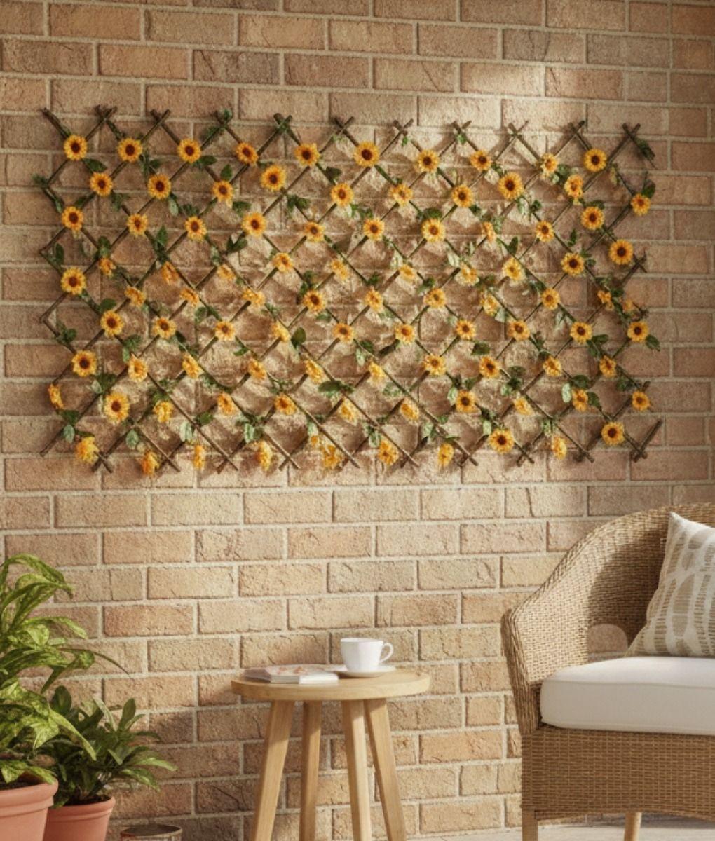 Flores Artificiales Malla Extensible Girasoles Cerco Jhn-9