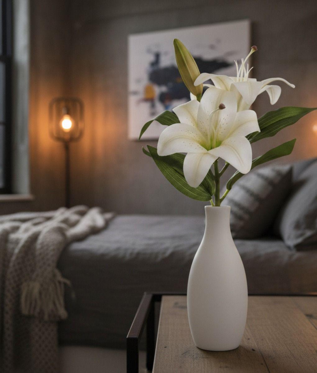 Set 3 Flores Artificiales Lirios Tallo Decorativo Adorno Jhn-7