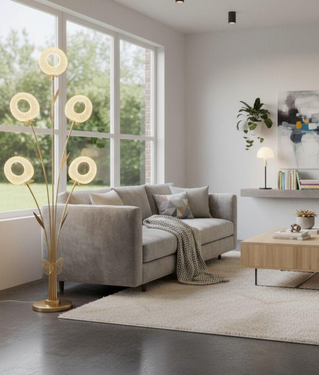 Lámpara Pie Escultural Iluminación Diseño Funcional Jhn-3