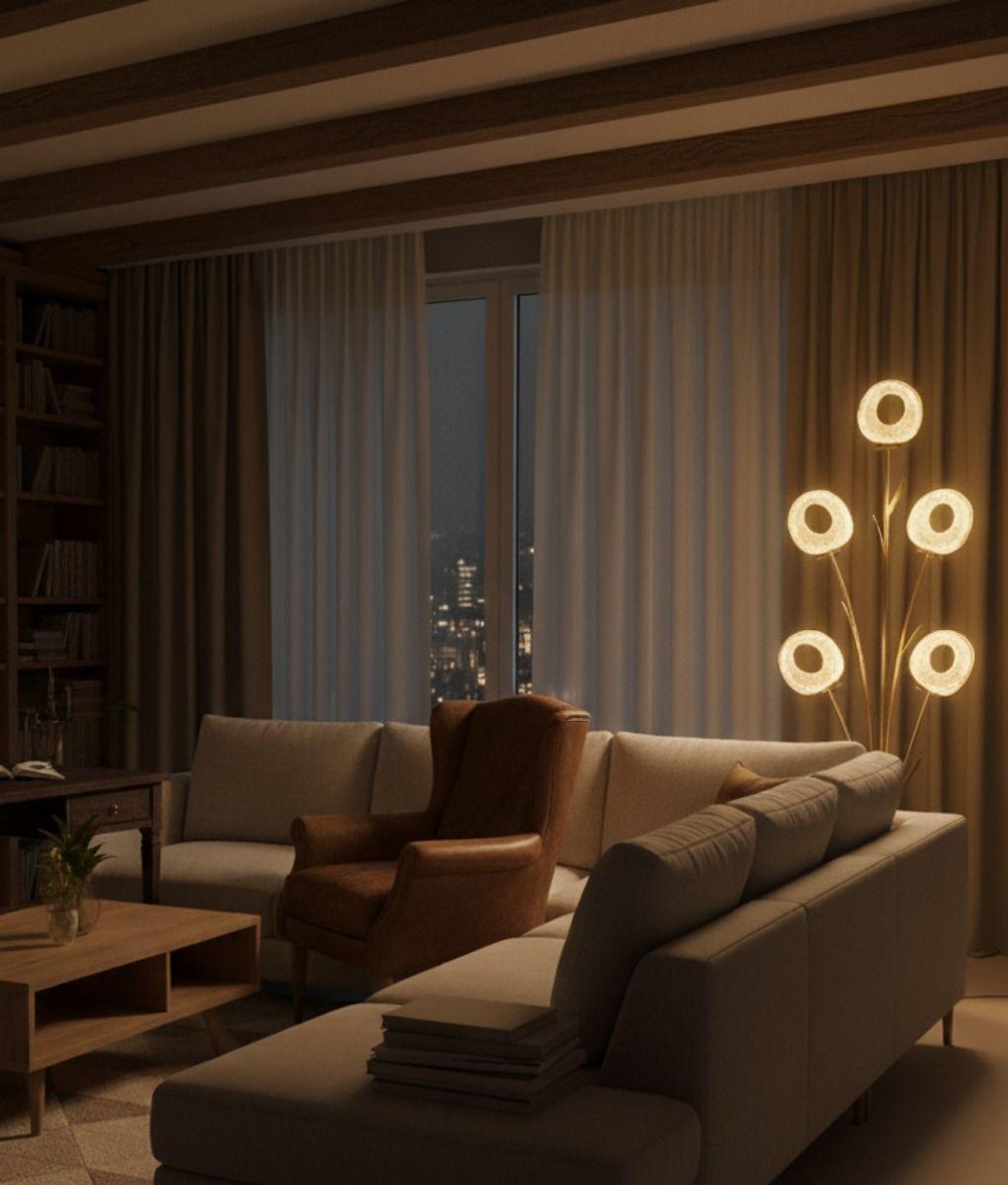 Lámpara Pie Escultural Iluminación Diseño Funcional Jhn-8