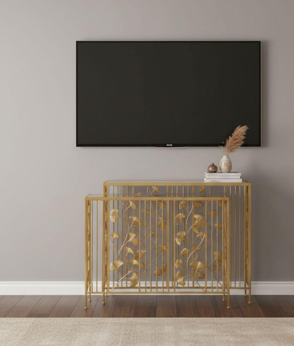 Set 2 Mesa Centro Auxiliar Lateral Decorativa Floral Jhn-9