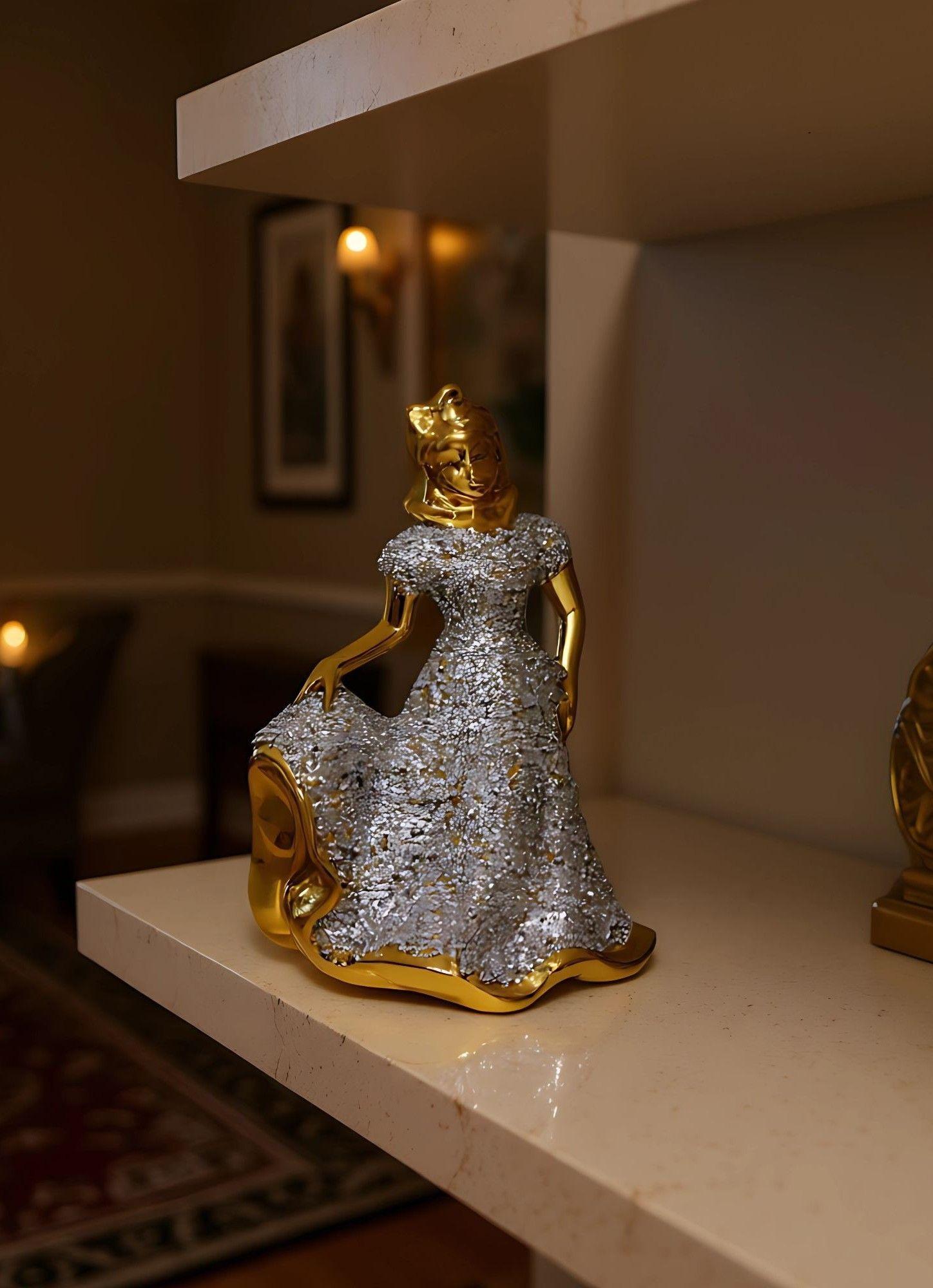 Figura Decorativa Dama Vestio Adorno Estatua Hogar Jhn-4