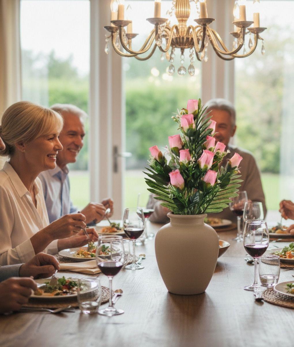 Set 2 Flores Artificiales Ramo Capullos Floral Follaje Jhn-3