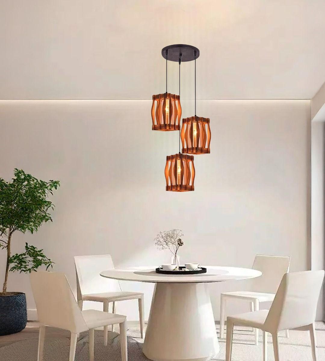 Lámpara Techo Colgante Vintage Rústica Hogar 3 Luces Jhn-0