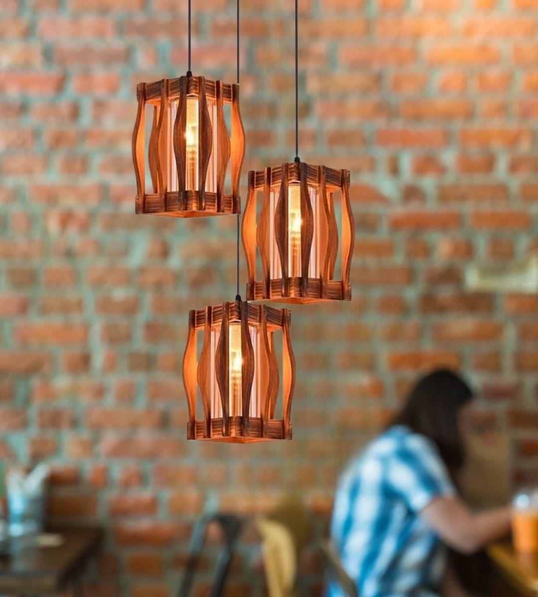 Lámpara Techo Colgante Vintage Rústica Hogar 3 Luces Jhn-5