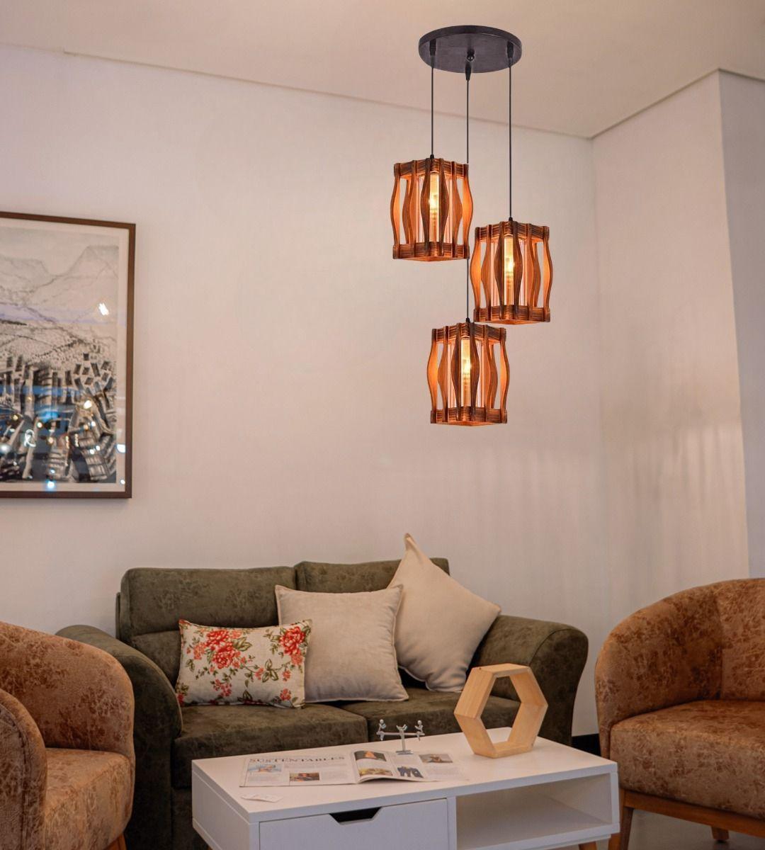 Lámpara Techo Colgante Vintage Rústica Hogar 3 Luces Jhn-6