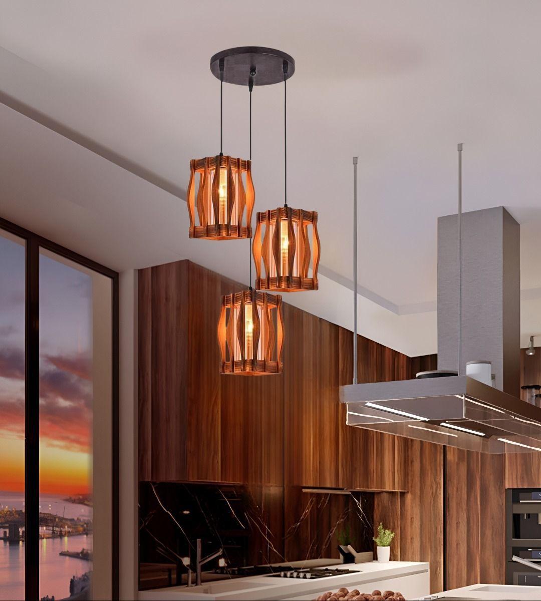 Lámpara Techo Colgante Vintage Rústica Hogar 3 Luces Jhn-7