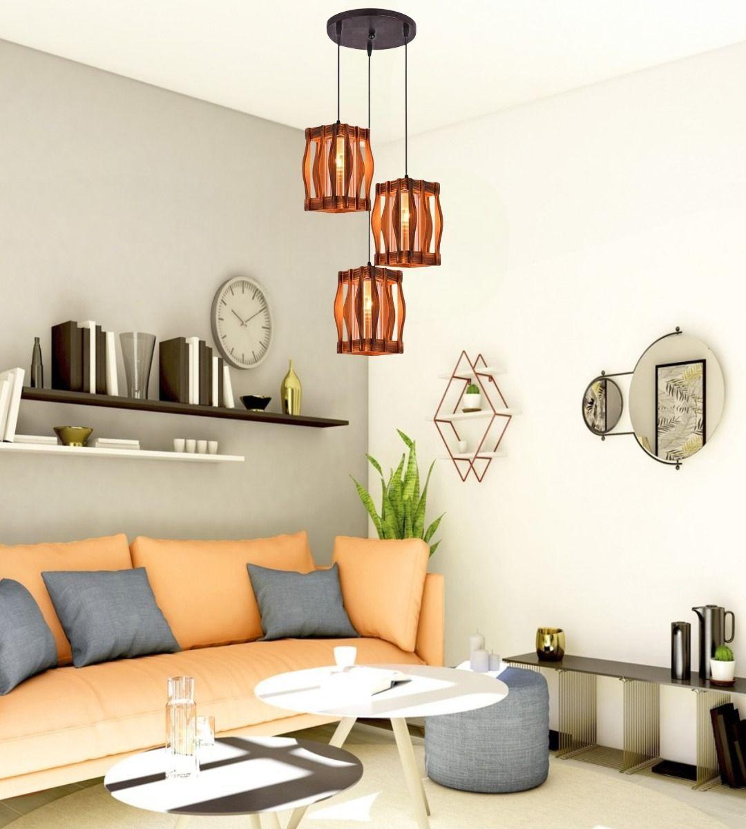 Lámpara Techo Colgante Vintage Rústica Hogar 3 Luces Jhn-8