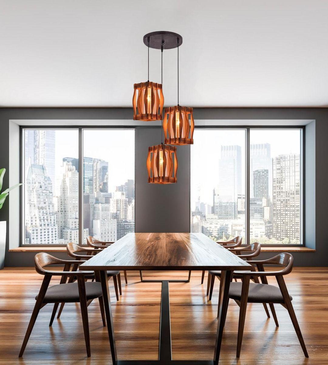 Lámpara Techo Colgante Vintage Rústica Hogar 3 Luces Jhn-9