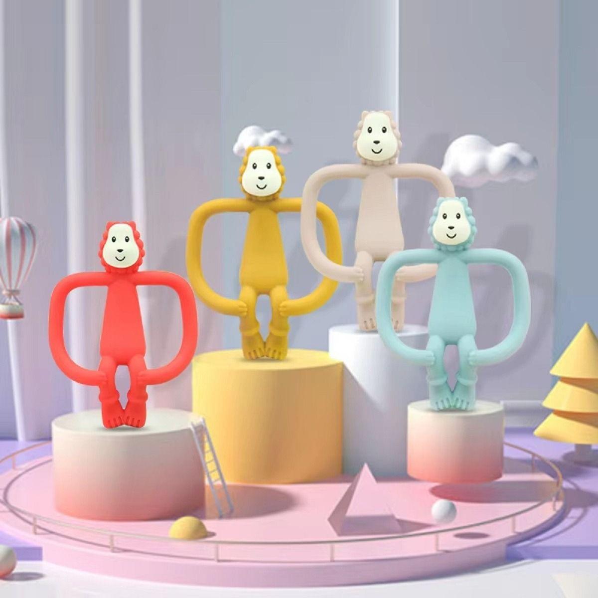 Set 3 Mordedor Diseño Leon Silicona Alivio Bebe Lau-1