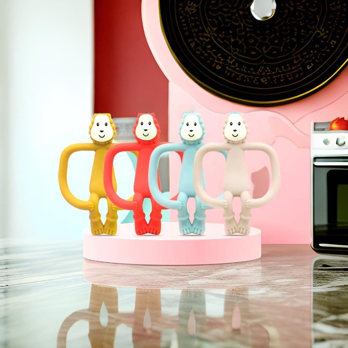 Set 3 Mordedor Diseño Leon Silicona Alivio Bebe Lau-8