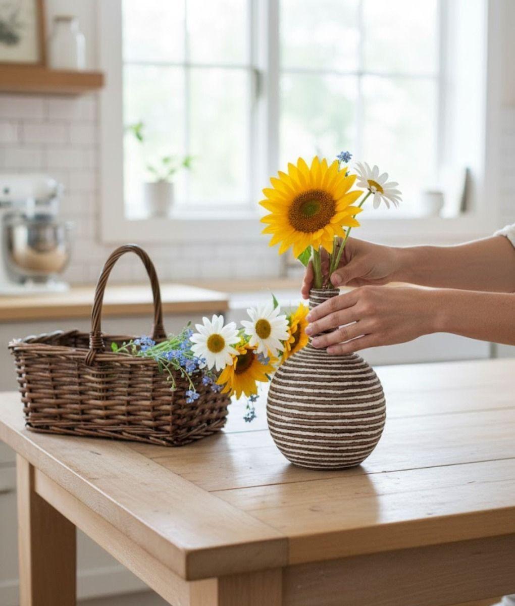 Florero Decorativo Jarrón Moderno Estilo Artesanal Jhn-6