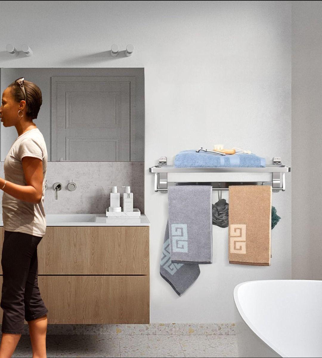 Toallero Baño Barra Múltiple Soporte Plegable Doble Jhn-4