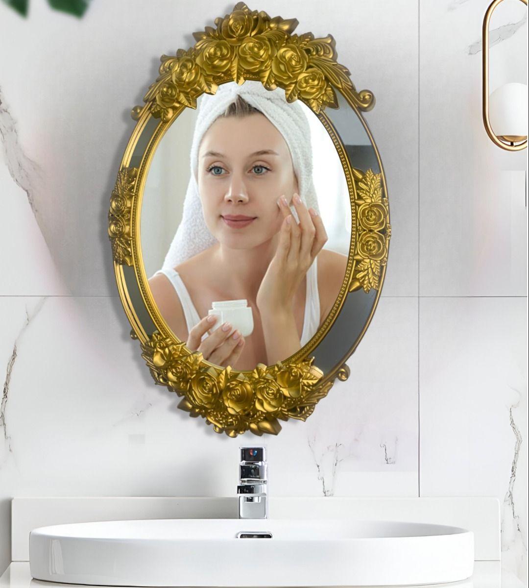 Espejo Ovalado Pared Grande Colgar Decorativo Dorado Jhn-4