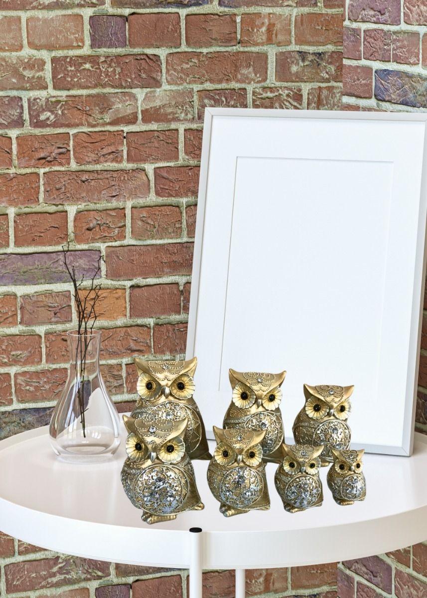 Estatua Decorativa Búho Familia Sabiduría 7 Piezas Jhn-6