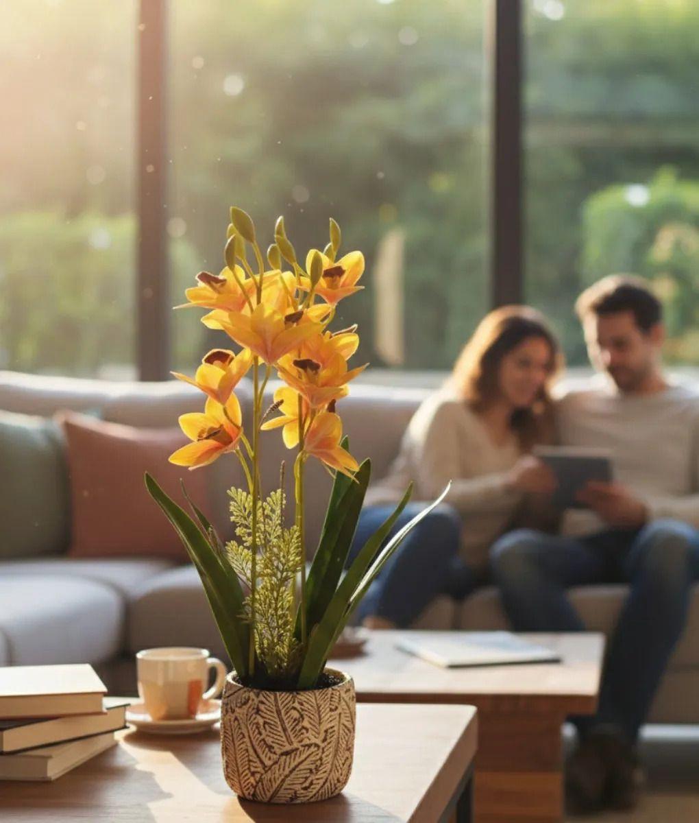 Planta Decorativa Artificial Orquídeas Exóticas Relieve Jhn-7