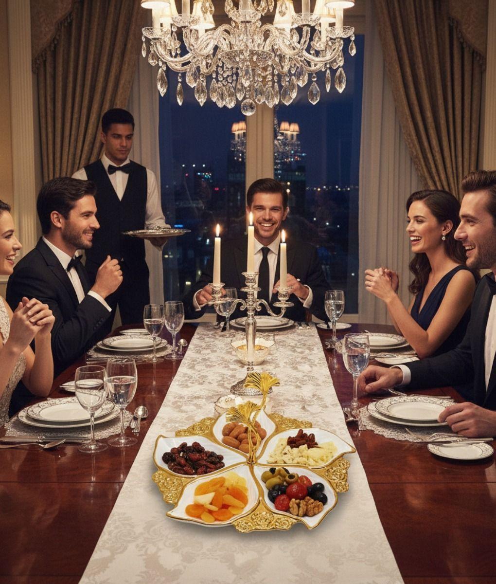 Bandeja Decorativa Centro Mesa Flor Imperial Ginkgo Jhn-6