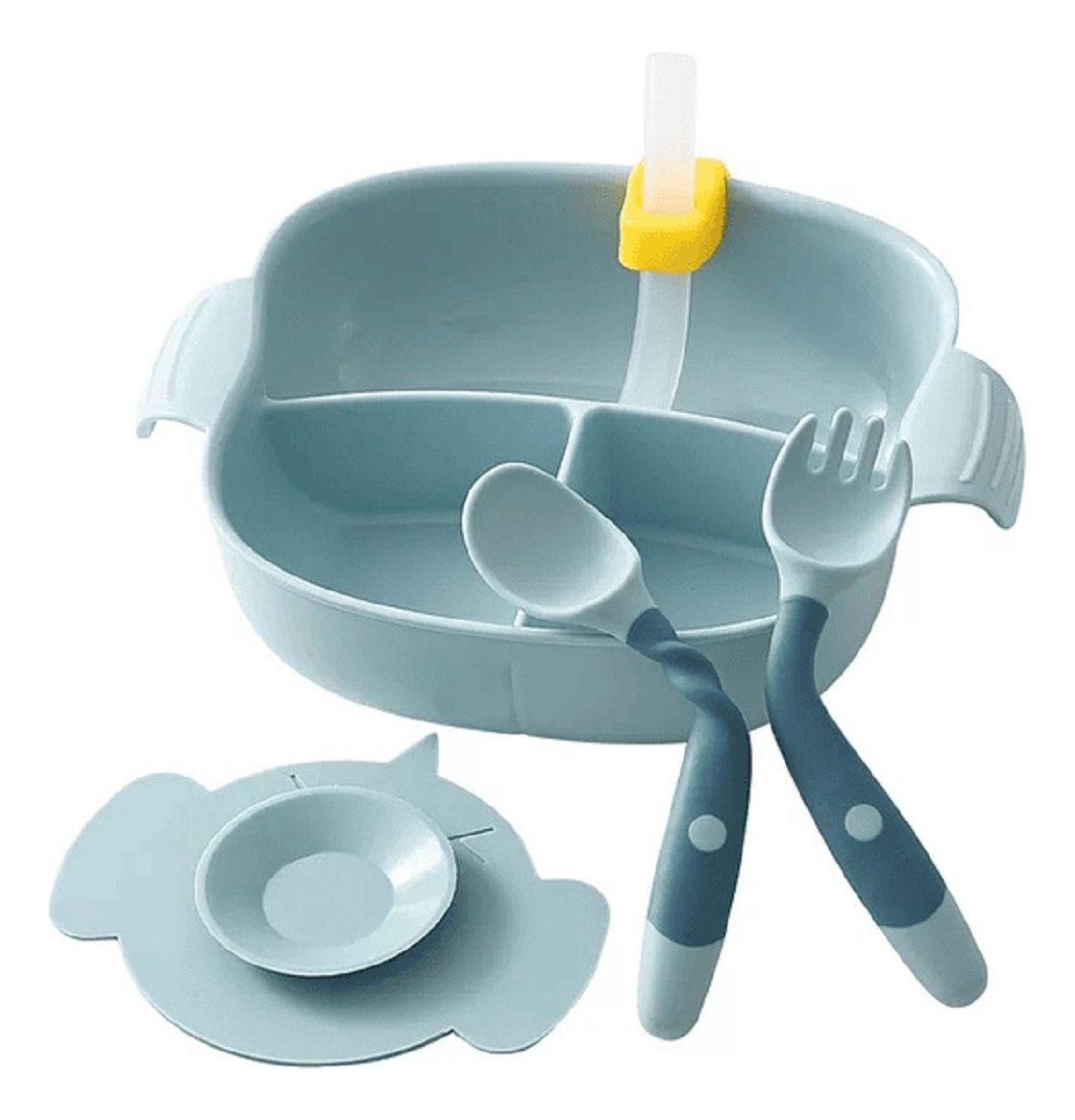 Plato Bombilla Tazon Succion Entrenamiento Bebes Lau-0