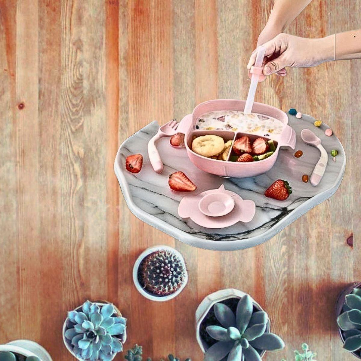 Plato Bombilla Tazon Succion Entrenamiento Bebes Lau-3