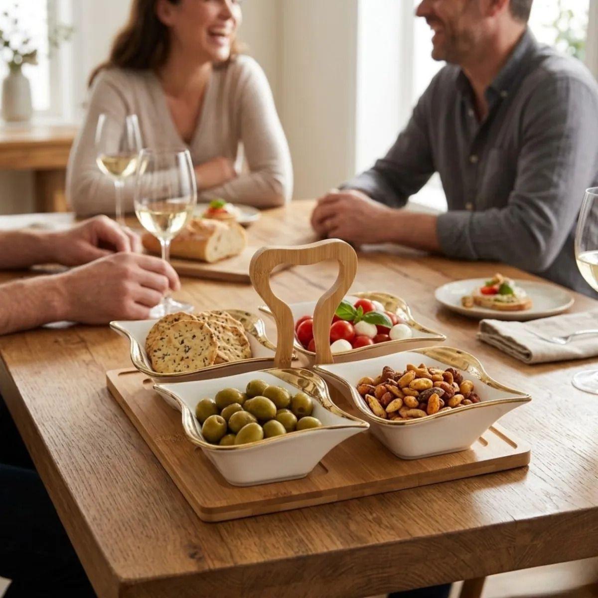 Vajilla Aperitivos Salsas Modular Lujo Asa Organizadora  ALJ-2