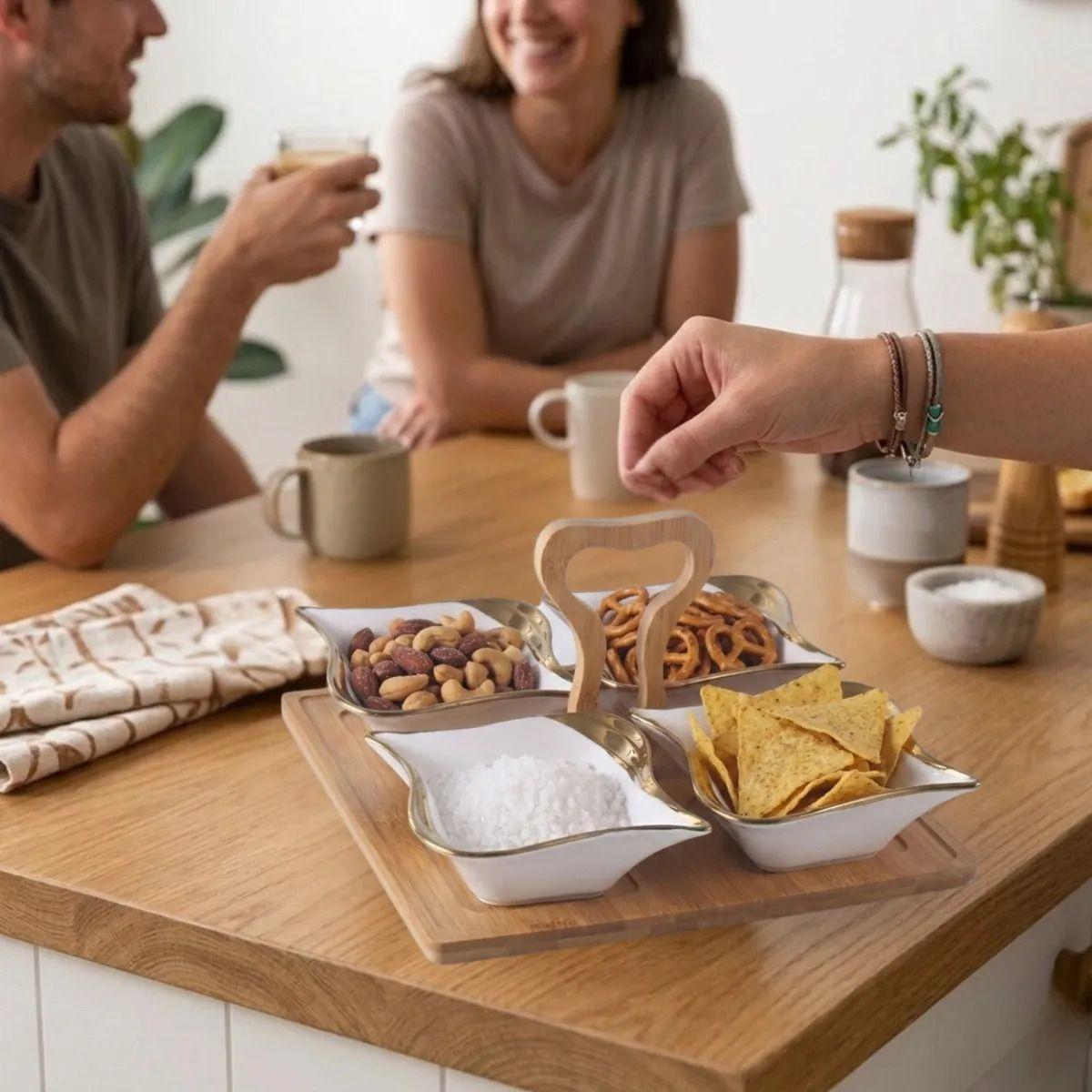 Vajilla Aperitivos Salsas Modular Lujo Asa Organizadora  ALJ-4