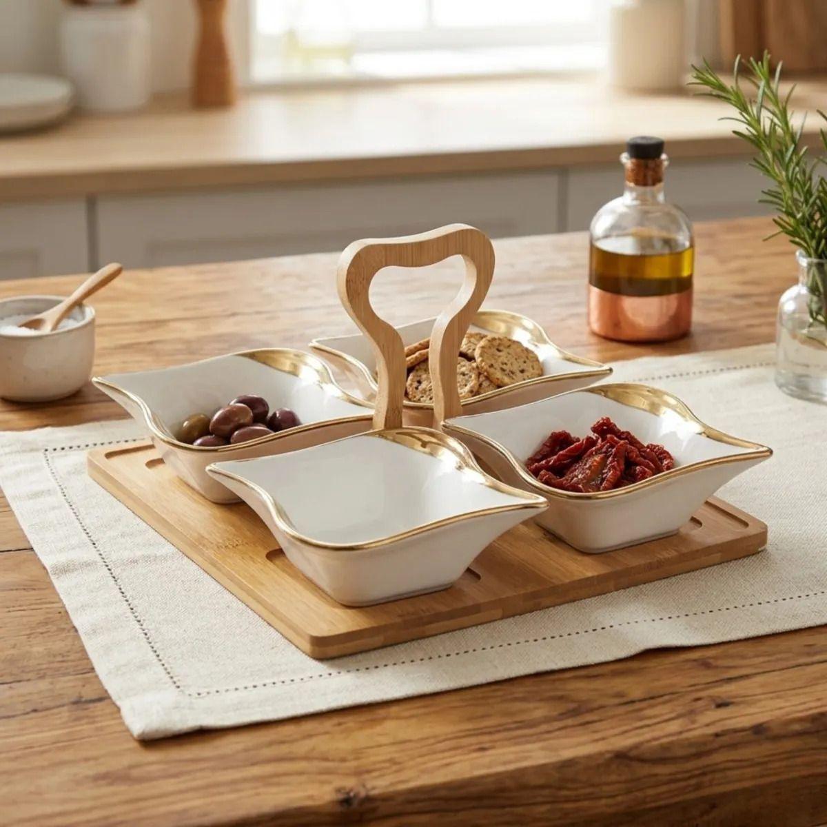 Vajilla Aperitivos Salsas Modular Lujo Asa Organizadora  ALJ-6