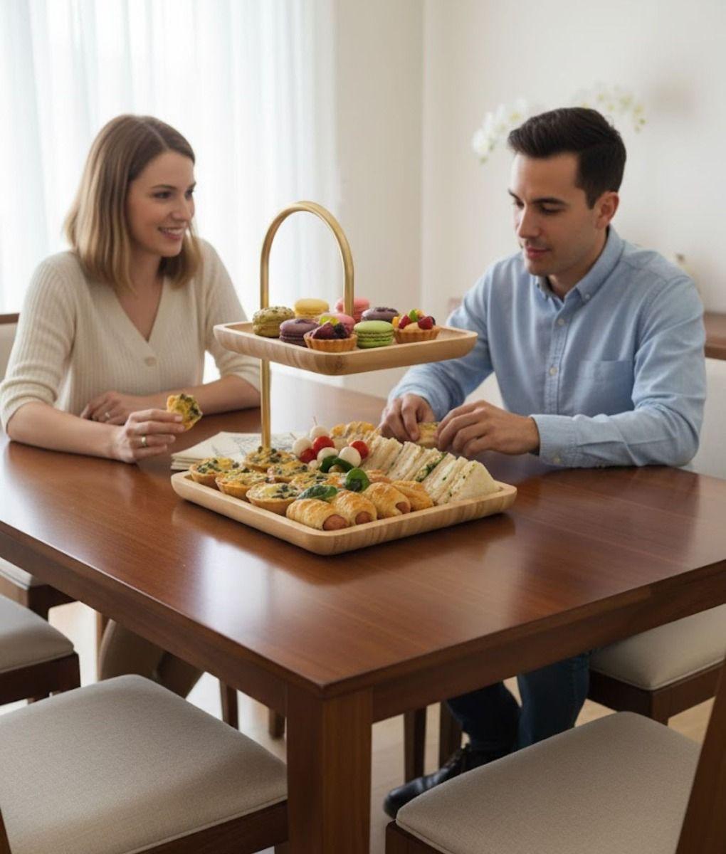 Bandeja Decorativa Elevada Cuadrada Doble Nivel Jhn-2