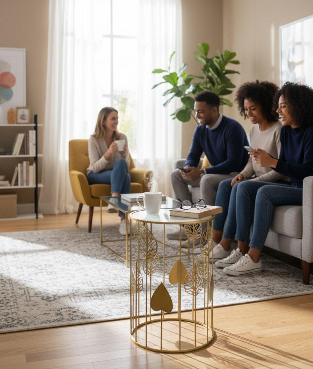 Set 2 Mesa Centro Auxiliar Diseño Botánico Decoración Jhn-4