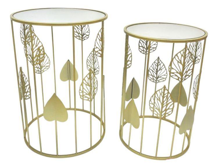 Set 2 Mesa Centro Auxiliar Diseño Botánico Decoración Jhn-2