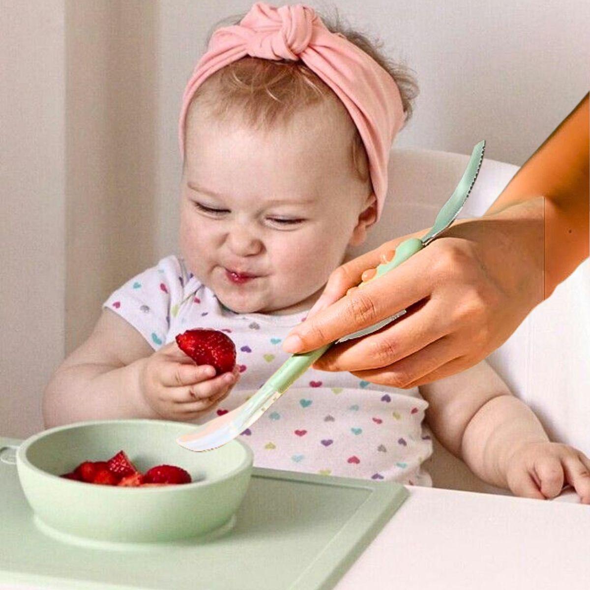 Set 3 Cucharas Raspadora Frutas Diseño Portatil Bebe Lau-2