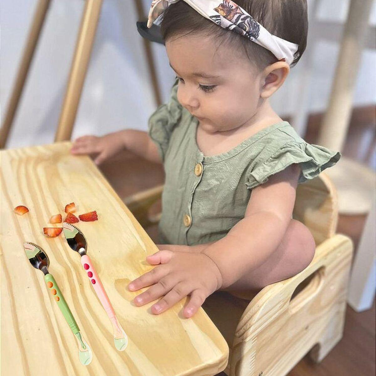 Set 3 Cucharas Raspadora Frutas Diseño Portatil Bebe Lau-6