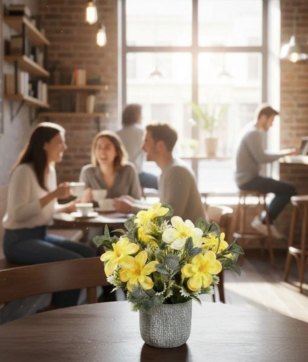 Planta Artificial Decorativa Acuarelada Cestería Rústica Jhn-2