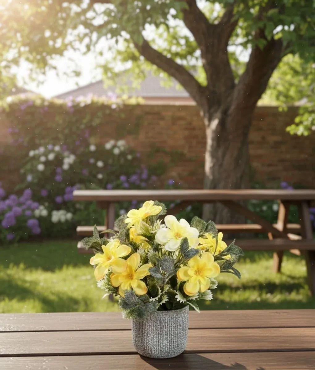 Planta Artificial Decorativa Acuarelada Cestería Rústica Jhn-6