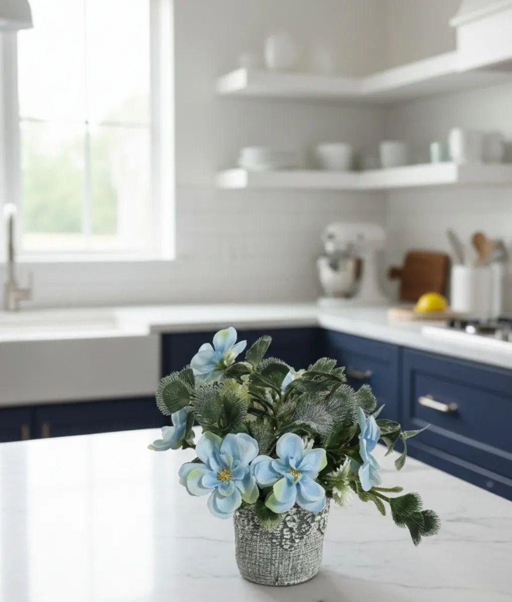 Planta Artificial Decorativa Acuarelada Cestería Rústica Jhn-9