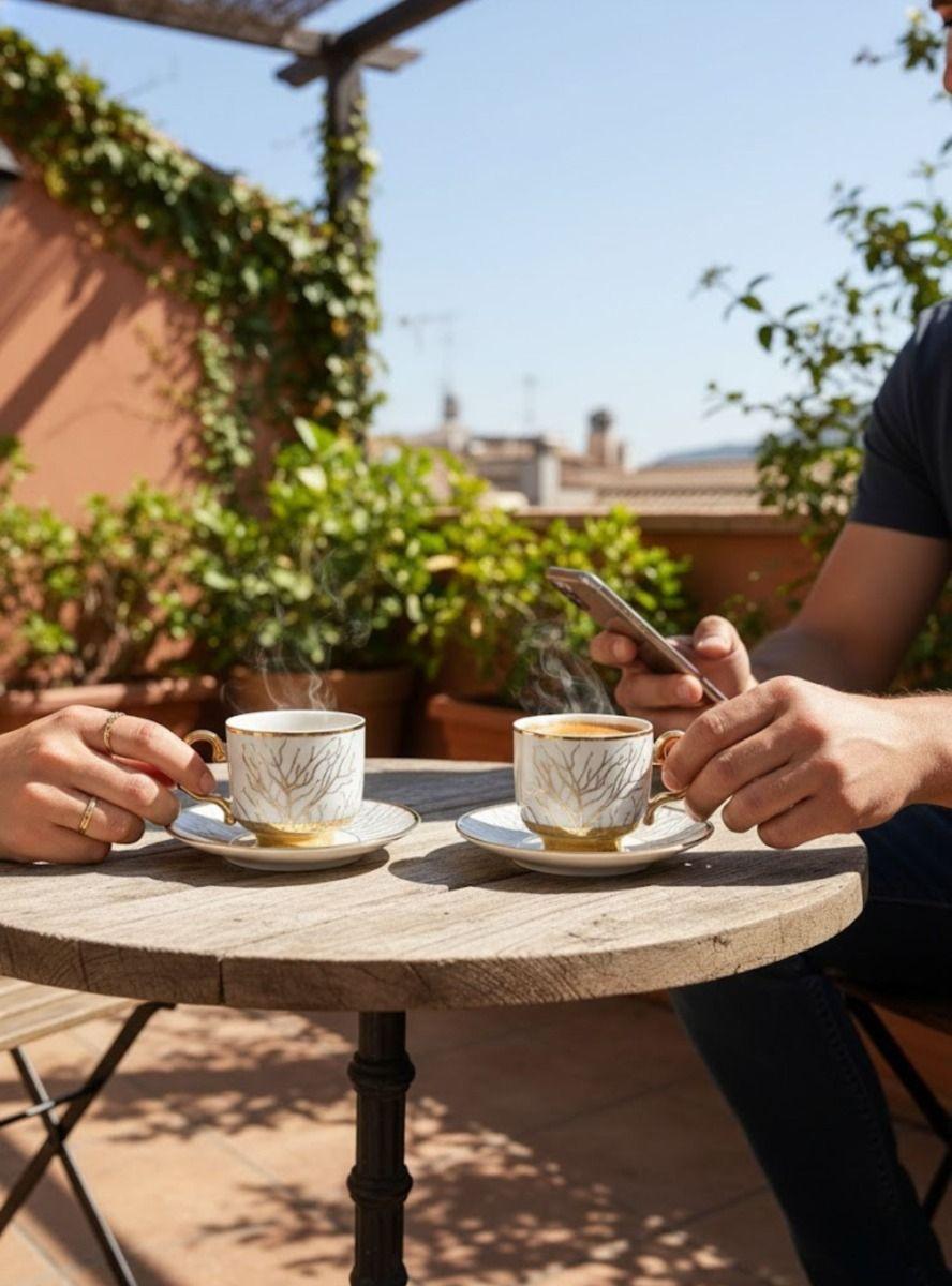 Juego Vajilla Tazas Platillos Gourmet Grabados Botánicos Jhn-4