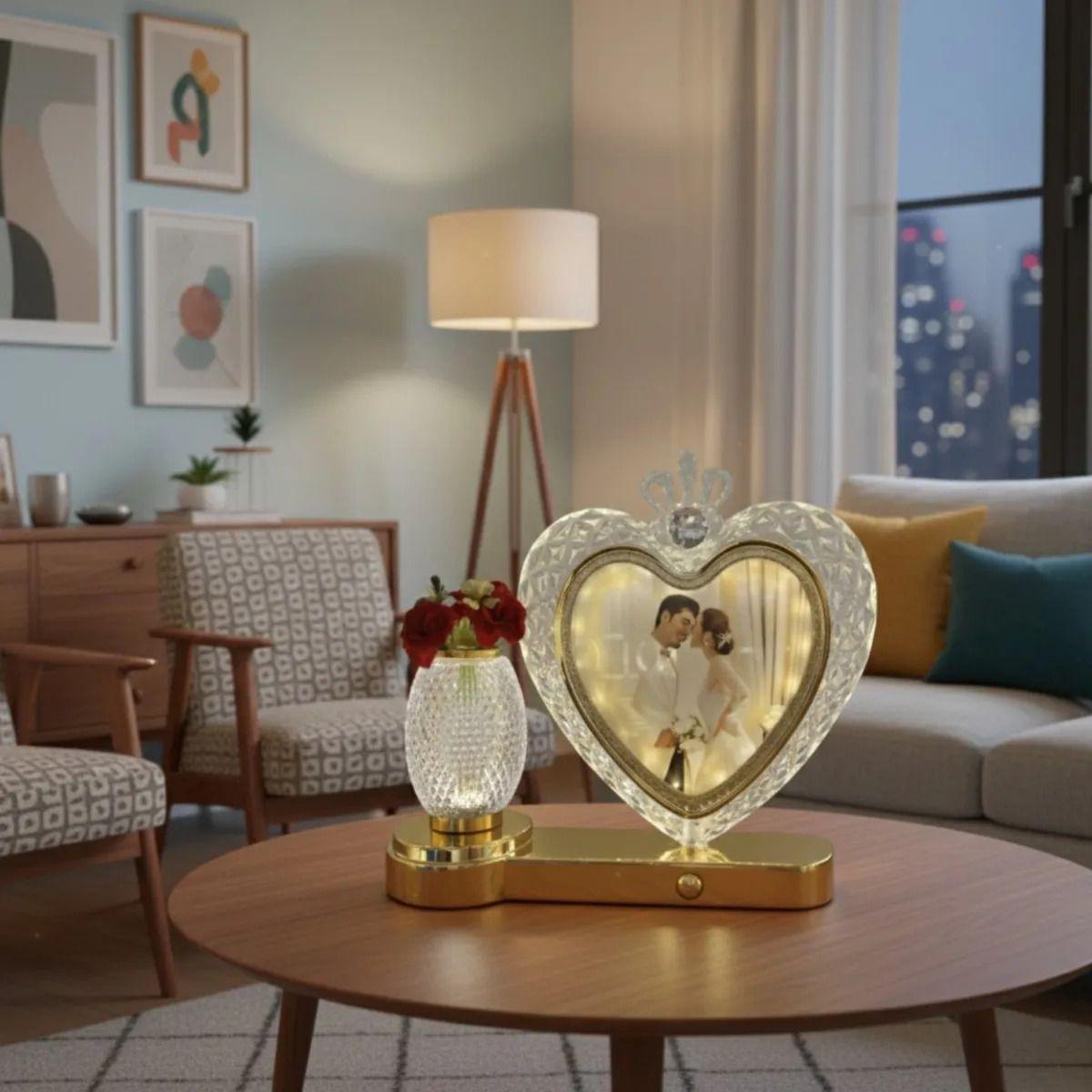 Portarretrato Decorativo Marco Foto Luminoso Corazón Jhn-6