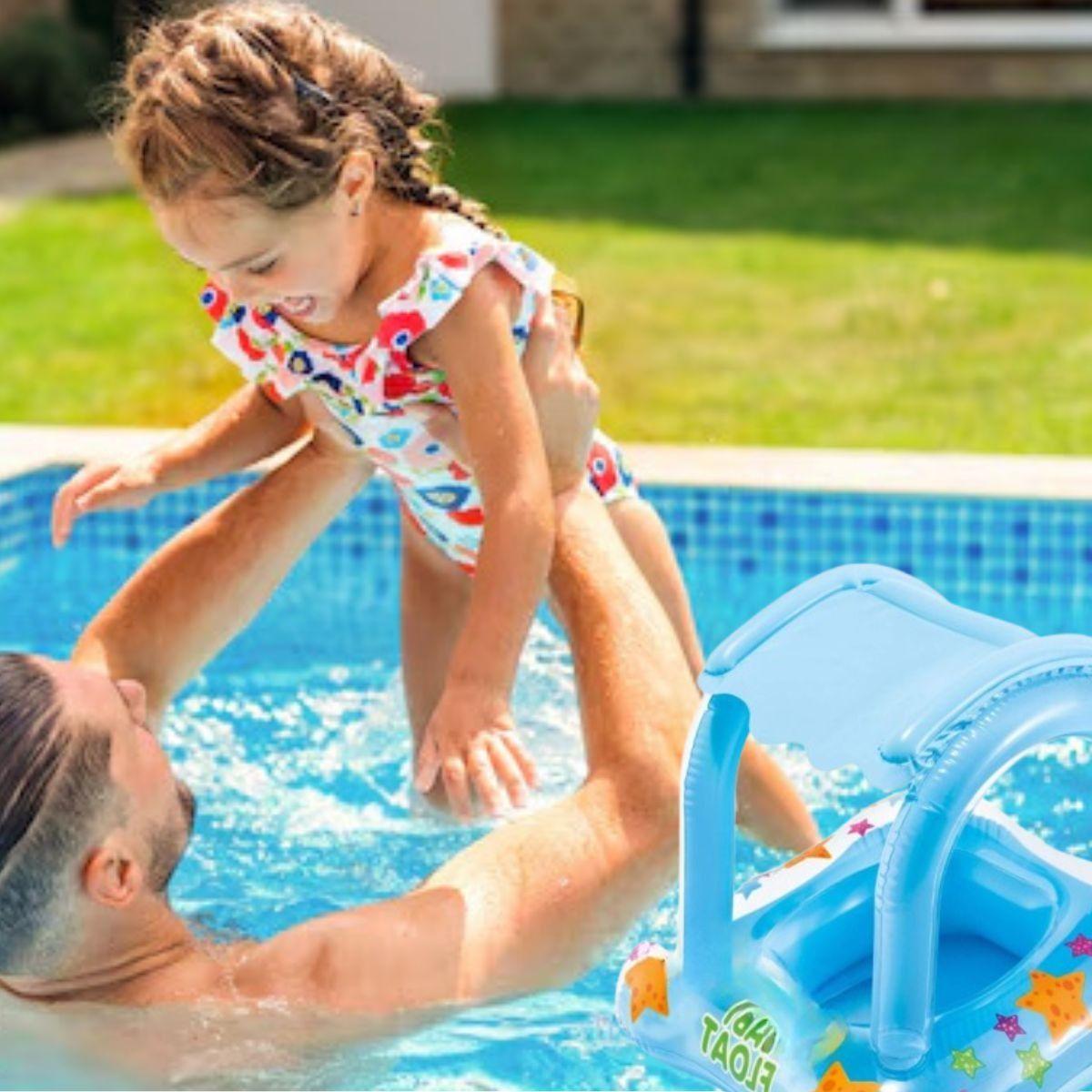 INFLABLE FLOTADOR PARA BEBE CON TECHO PISCINA PLAYA LAU-3
