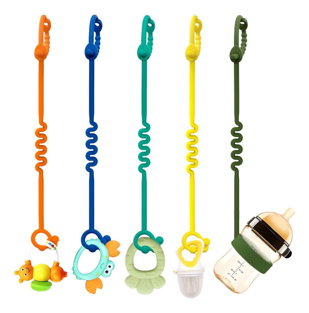 Set 5 Portachupetes Mamaderas Silicona Juguete Bebes Lau-1