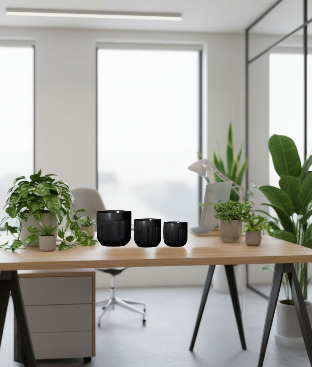 Set 3 Macetero Decorativo Acanalado Estilo Minimalista Jhn-8