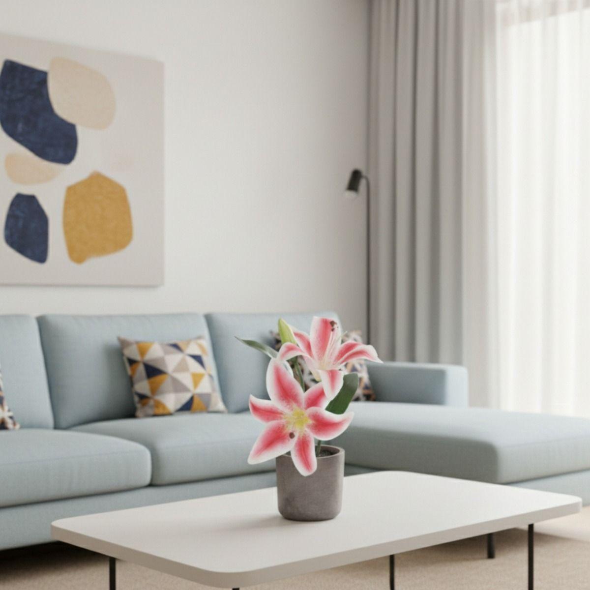 Set 2 Planta Artificial Decorativa Lirios Adorno Hogar Jhn-5