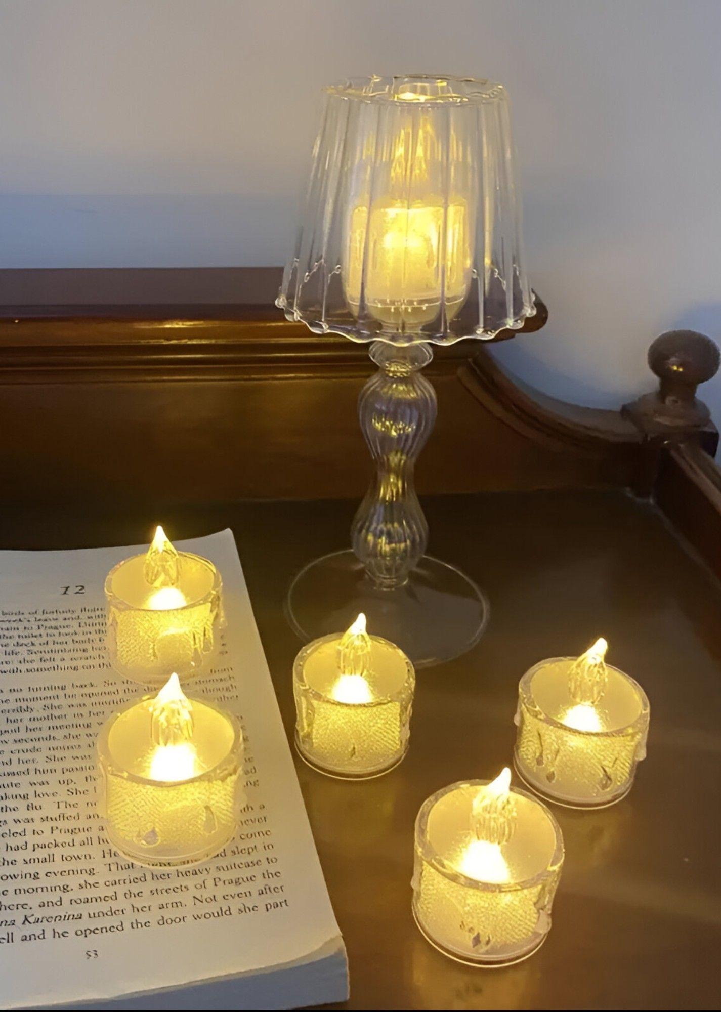 Set 16 Velas LED Decorativas Sin Llama Cristal Acrílico Jhn-6