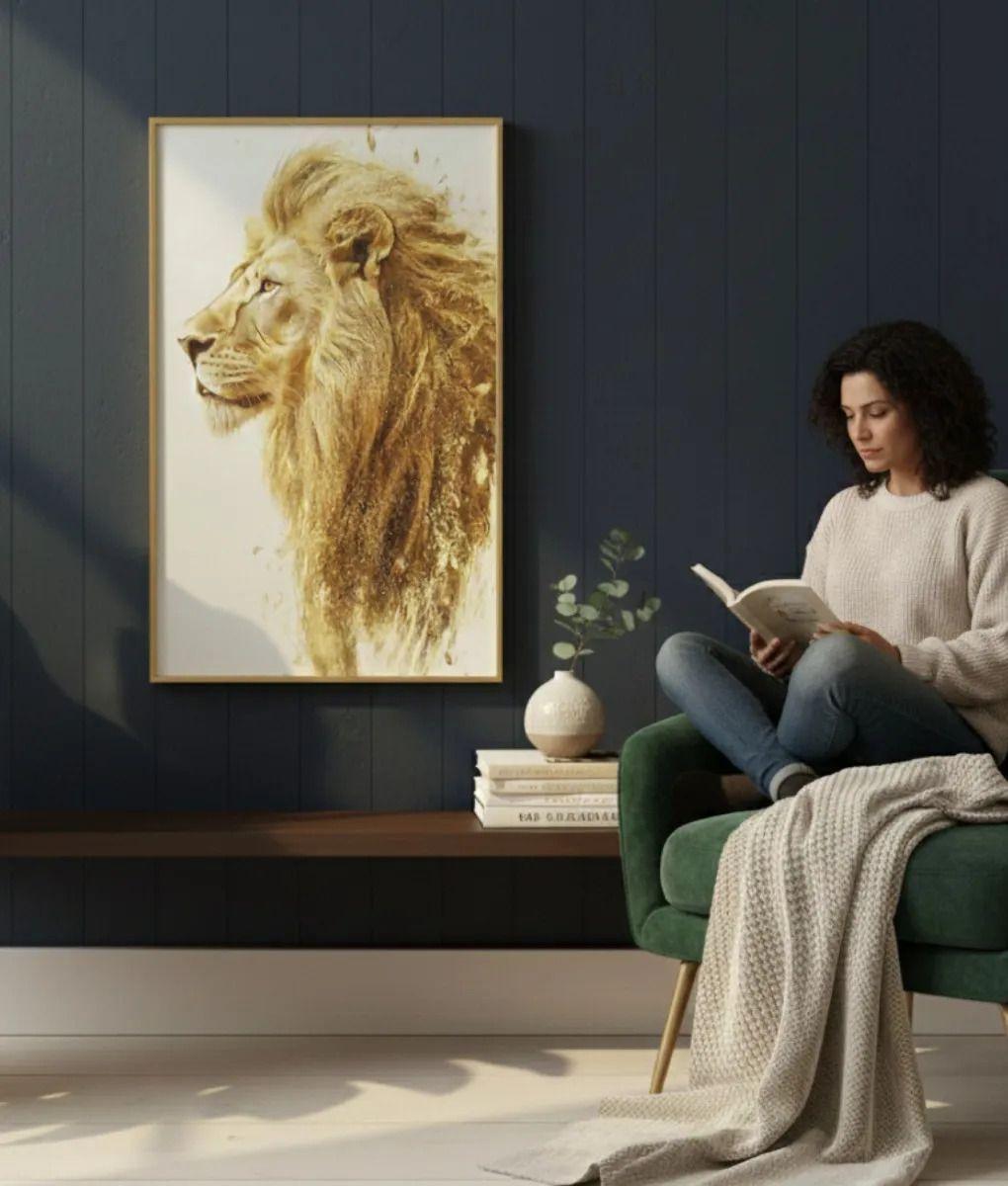 Cuadro Pared Decorativo Moderno León Majestuoso Jhn-3