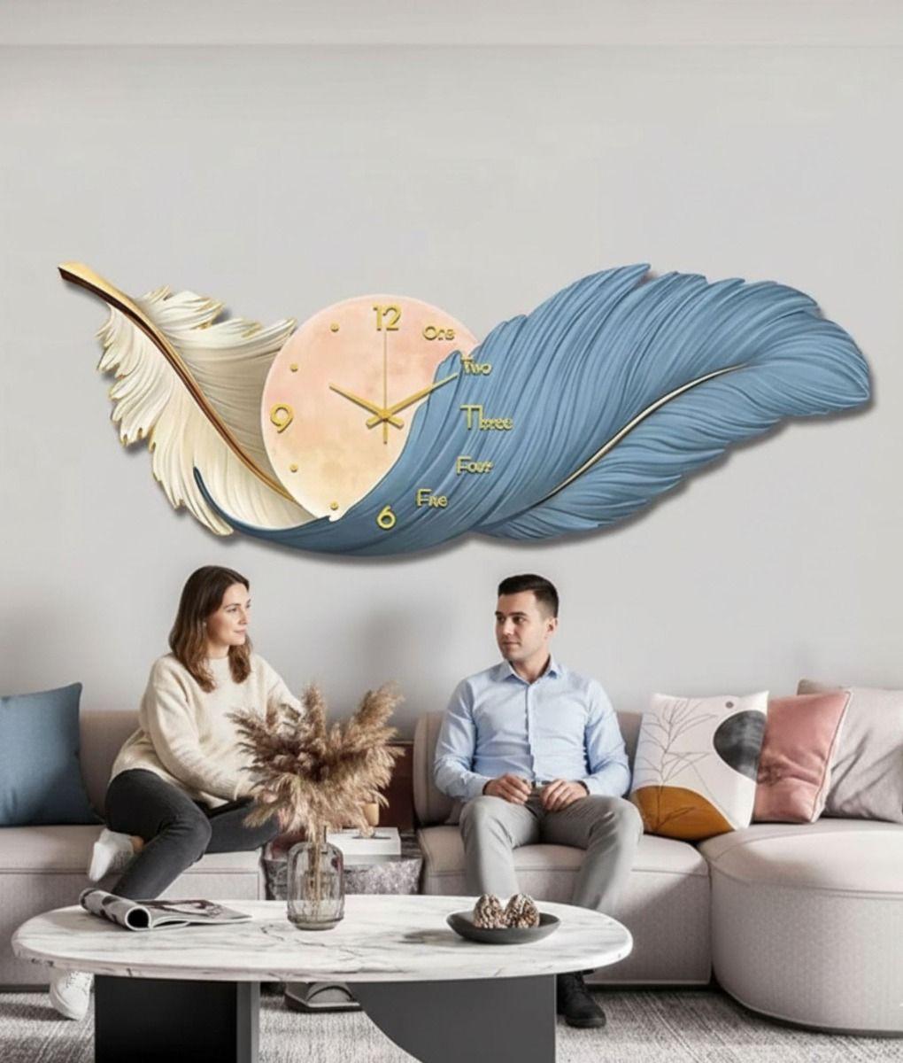 Reloj Pared LED Decorativo Diseño Pluma 3D Hogar Jhn-2