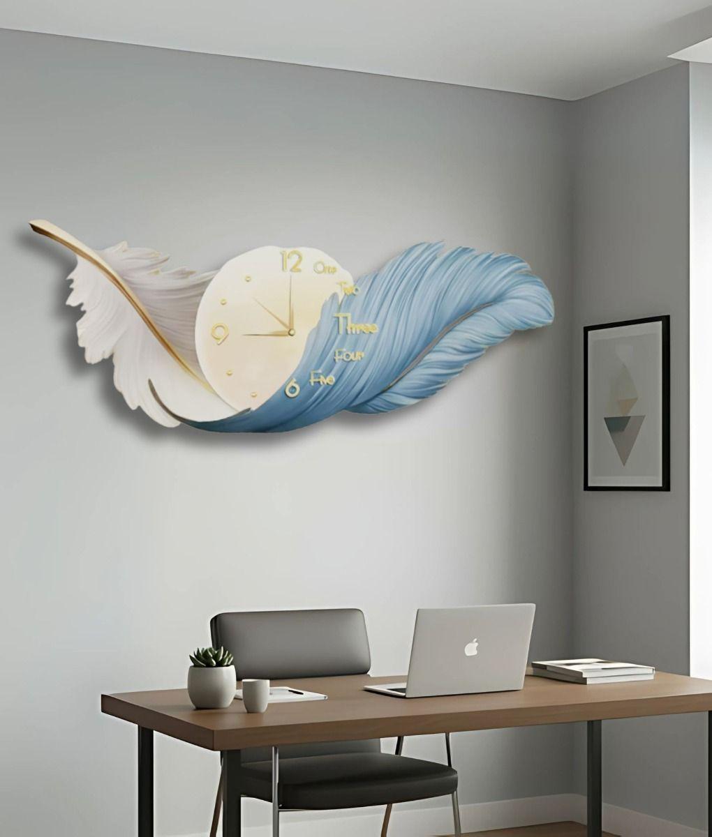 Reloj Pared LED Decorativo Diseño Pluma 3D Hogar Jhn-9