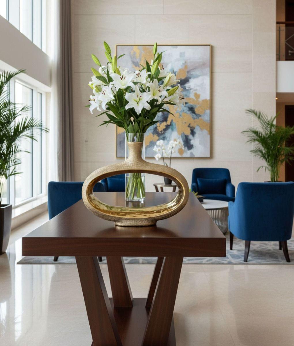 Florero Decorativo Moderno Ovalado Diseño Abierto Jhn-8