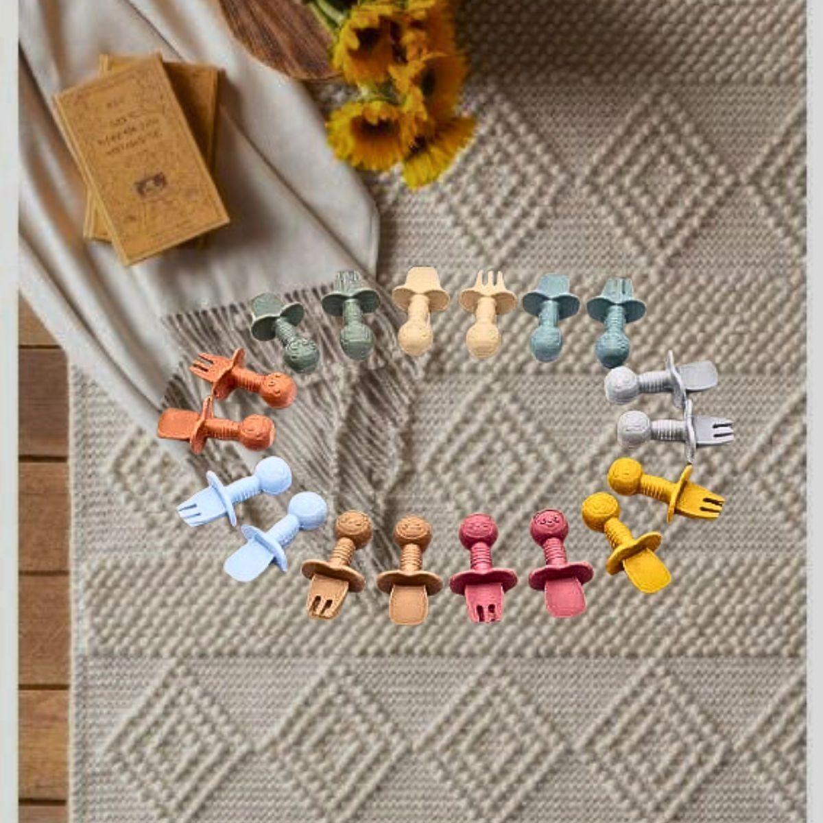 Set 3 Cubierto + Cuchara Silicona Entrenamiento Bebes Lau-4