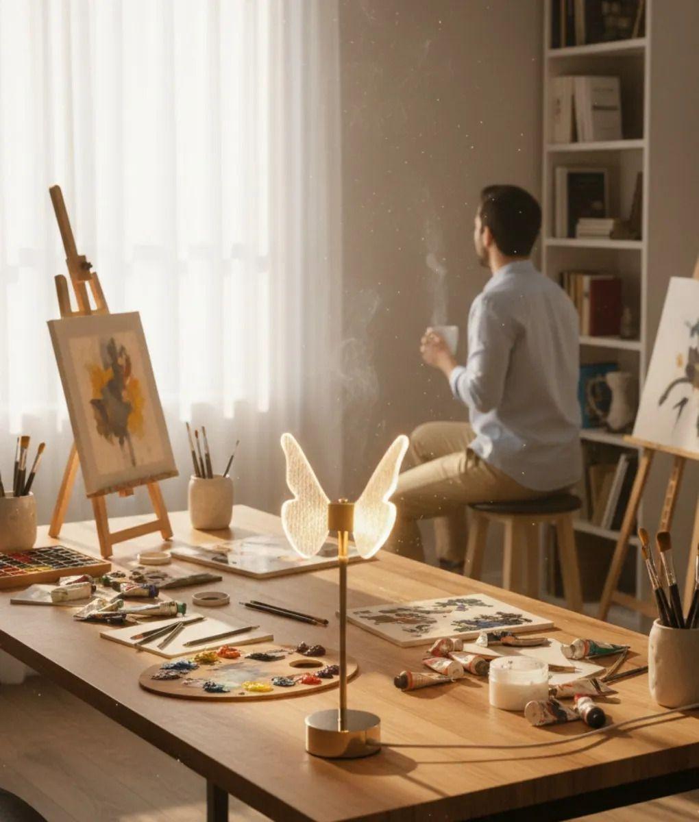 Lámpara Mesa Decorativa Mariposa Alas Iluminadas LED Jhn-4