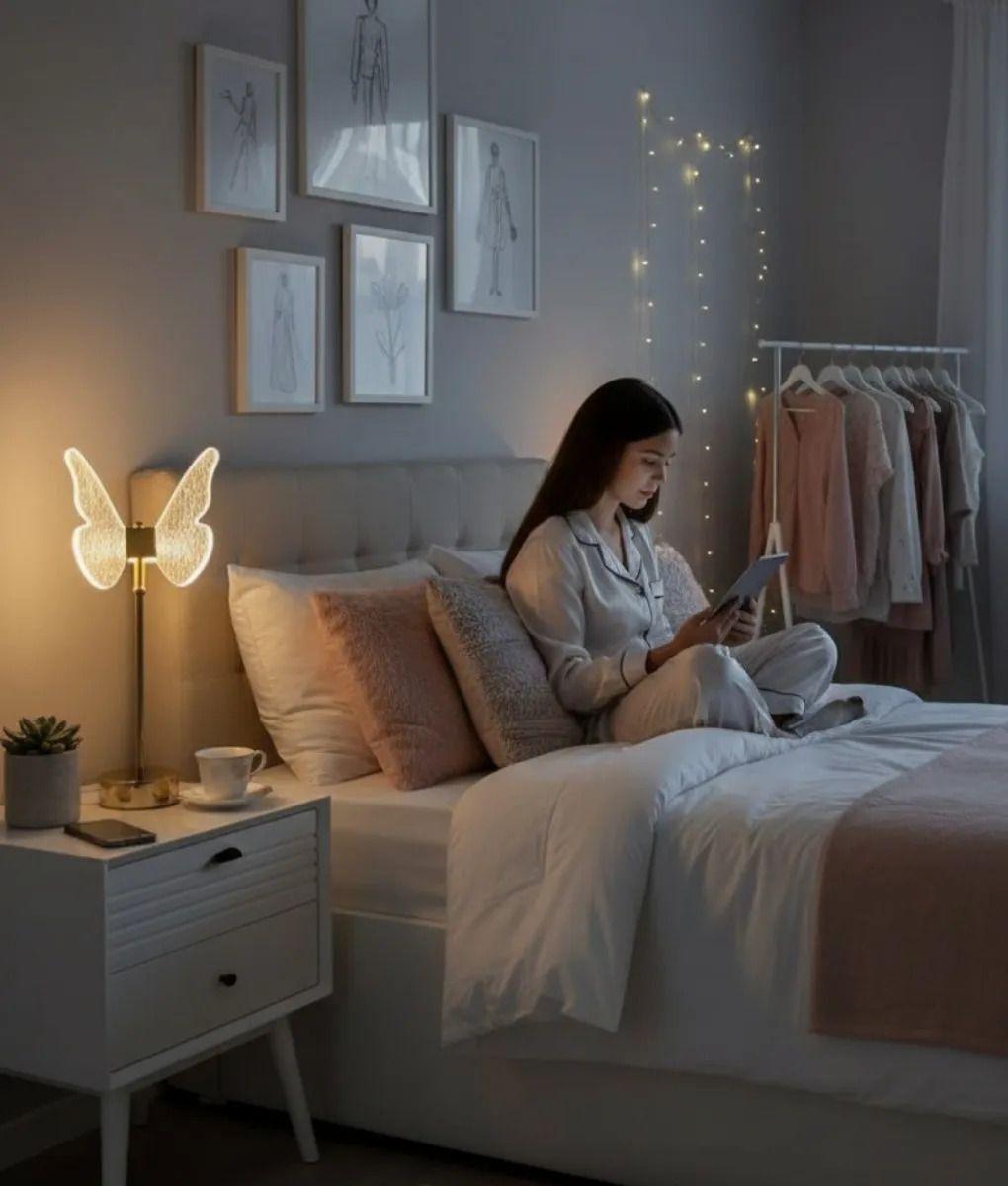 Lámpara Mesa Decorativa Mariposa Alas Iluminadas LED Jhn-6