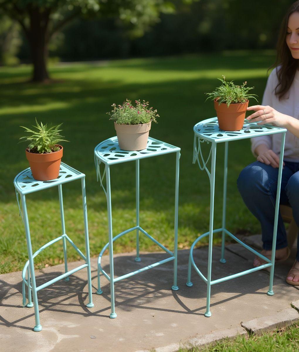 Set 3 Mesa Auxiliar Decorativa Esquina Multifuncional Jhn-3