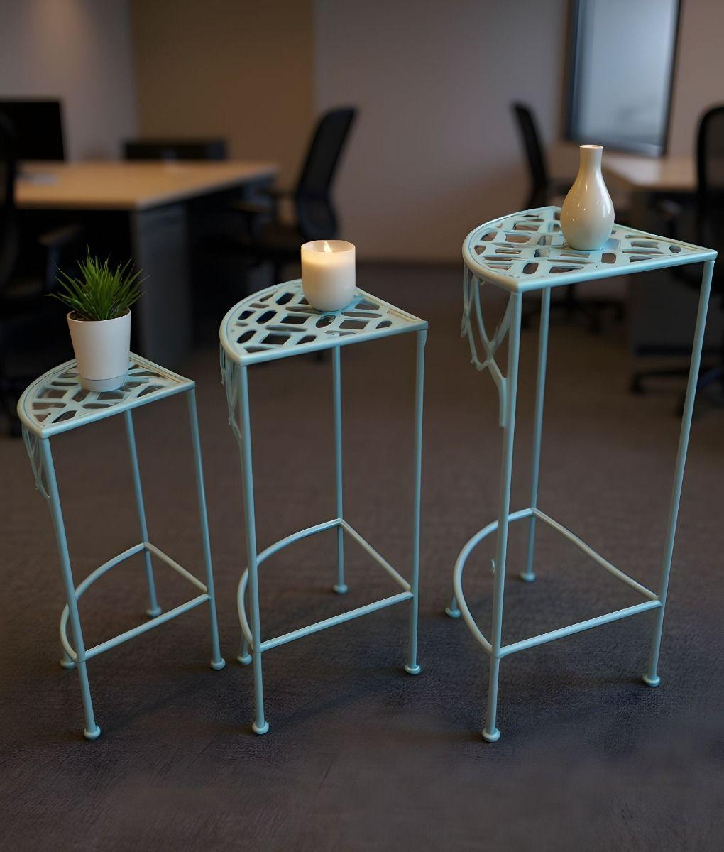 Set 3 Mesa Auxiliar Decorativa Esquina Multifuncional Jhn-4